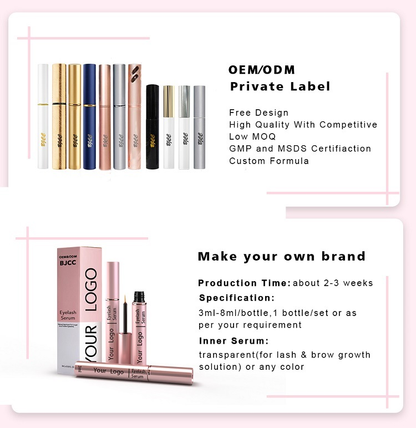 Wholesale Natural Organic Vegan Eye Lashes Enhancer Liquid Eyelash Growth Treatments Serum Private Label