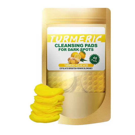 OEM/ODM Herbal Stock Kojic Acid Cleansing Pads 40pads Gentle Exfoliating Cotton Sheet with Turmeric for Facial Care