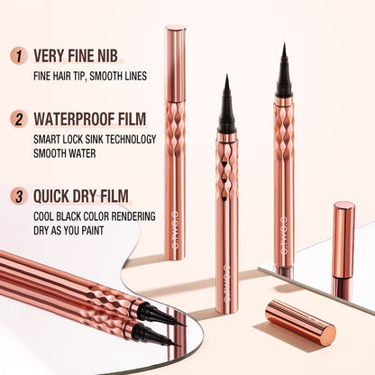 OEM Cosmetics China Gold Liquid Eyeliner Pen Superfine Brush Tip Lasting Waterproof Gel Eye Makeup
