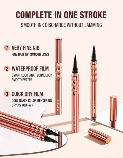OEM Cosmetics China Gold Liquid Eyeliner Pen Superfine Brush Tip Lasting Waterproof Gel Eye Makeup