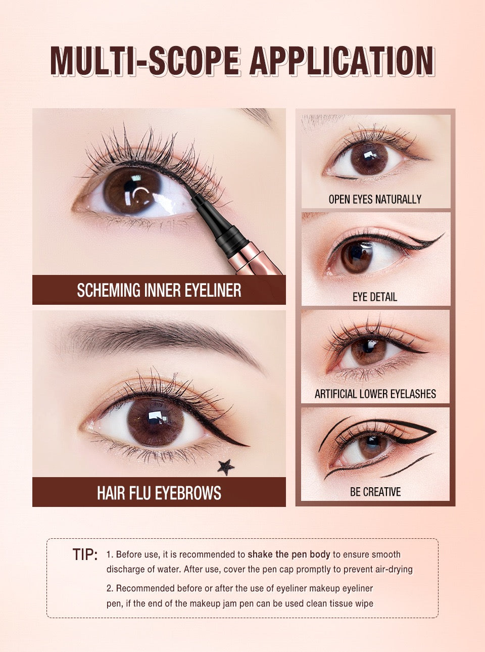 OEM Cosmetics China Gold Liquid Eyeliner Pen Superfine Brush Tip Lasting Waterproof Gel Eye Makeup