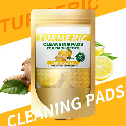 OEM/ODM Herbal Stock Kojic Acid Cleansing Pads 40pads Gentle Exfoliating Cotton Sheet with Turmeric for Facial Care