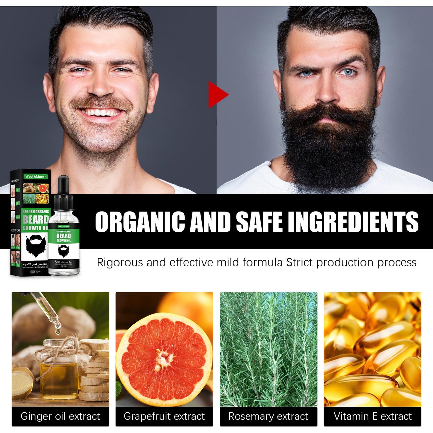 OEM/ODM Men's Beard Growth 30ml Promote Beard Chest Hair Growth Nourishing