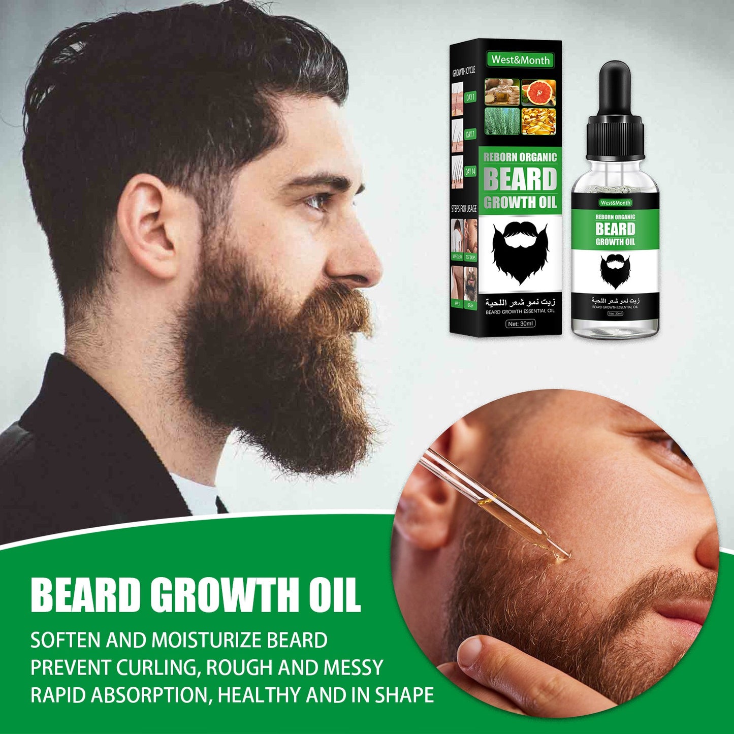 OEM/ODM Men's Beard Growth 30ml Promote Beard Chest Hair Growth Nourishing