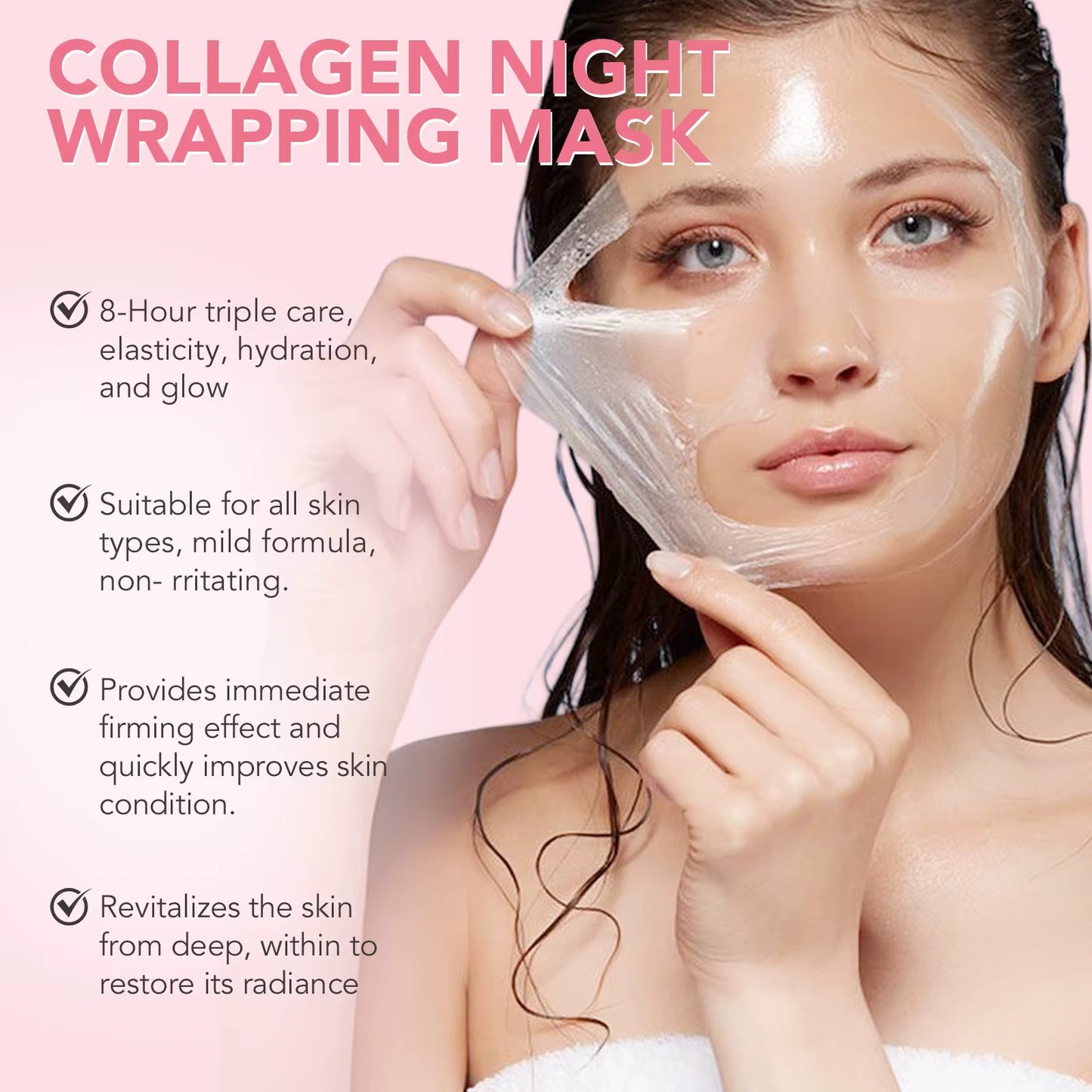 OEM Collagen Mask Night Wrapping Face Mask Beauty Skin Tightens Anti Aging Overnight Moisturizing Peel Off Sleeping Facial Mask