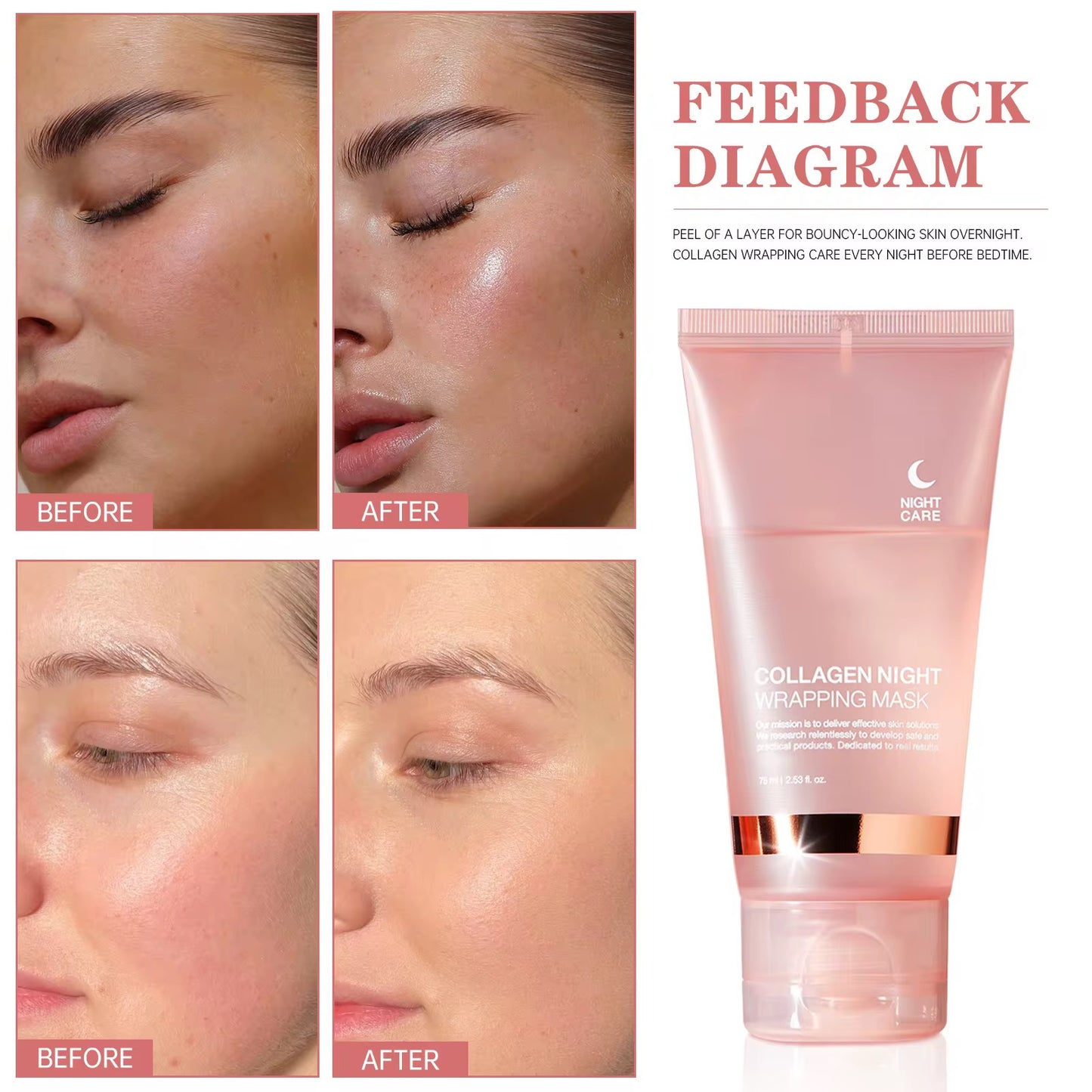 OEM Collagen Mask Night Wrapping Face Mask Beauty Skin Tightens Anti Aging Overnight Moisturizing Peel Off Sleeping Facial Mask