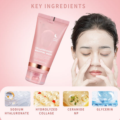 OEM Collagen Mask Night Wrapping Face Mask Beauty Skin Tightens Anti Aging Overnight Moisturizing Peel Off Sleeping Facial Mask