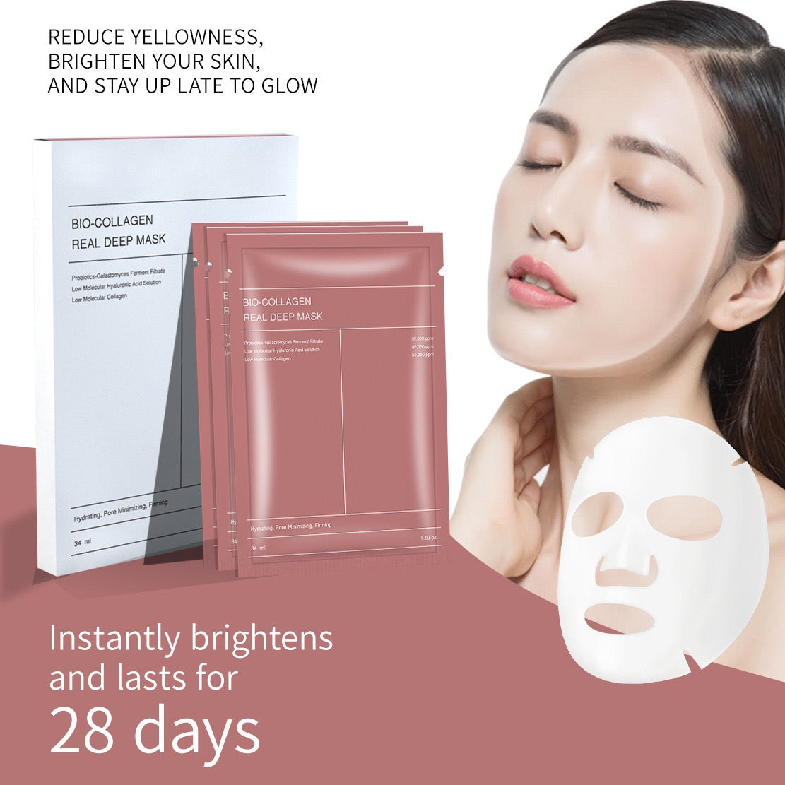 OEM Private label Moisturizing Hydrating Overnight Sleeping Sheet Real Deep Female Whitening Bio Collagen Deep Face Mask