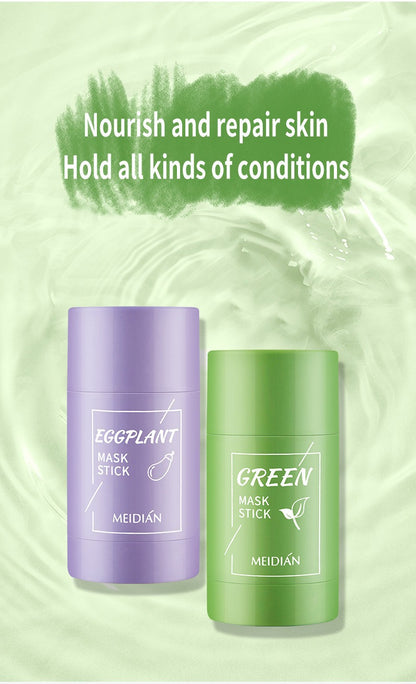 Green Mask Sticks Oil Control Acne Clearing Mud Mask Moisturizing Blackhead Fine Pores Skin Care Purple Clay Mask