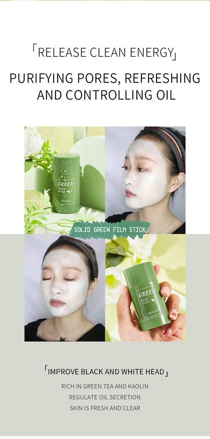 Green Mask Sticks Oil Control Acne Clearing Mud Mask Moisturizing Blackhead Fine Pores Skin Care Purple Clay Mask