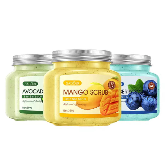 Hot Factory Wholesale SADOER Avocado Scrub Fruit Bath Salt Exfoliating Exfoliating Dead Skin Moisturizing Brightening Skin 350g