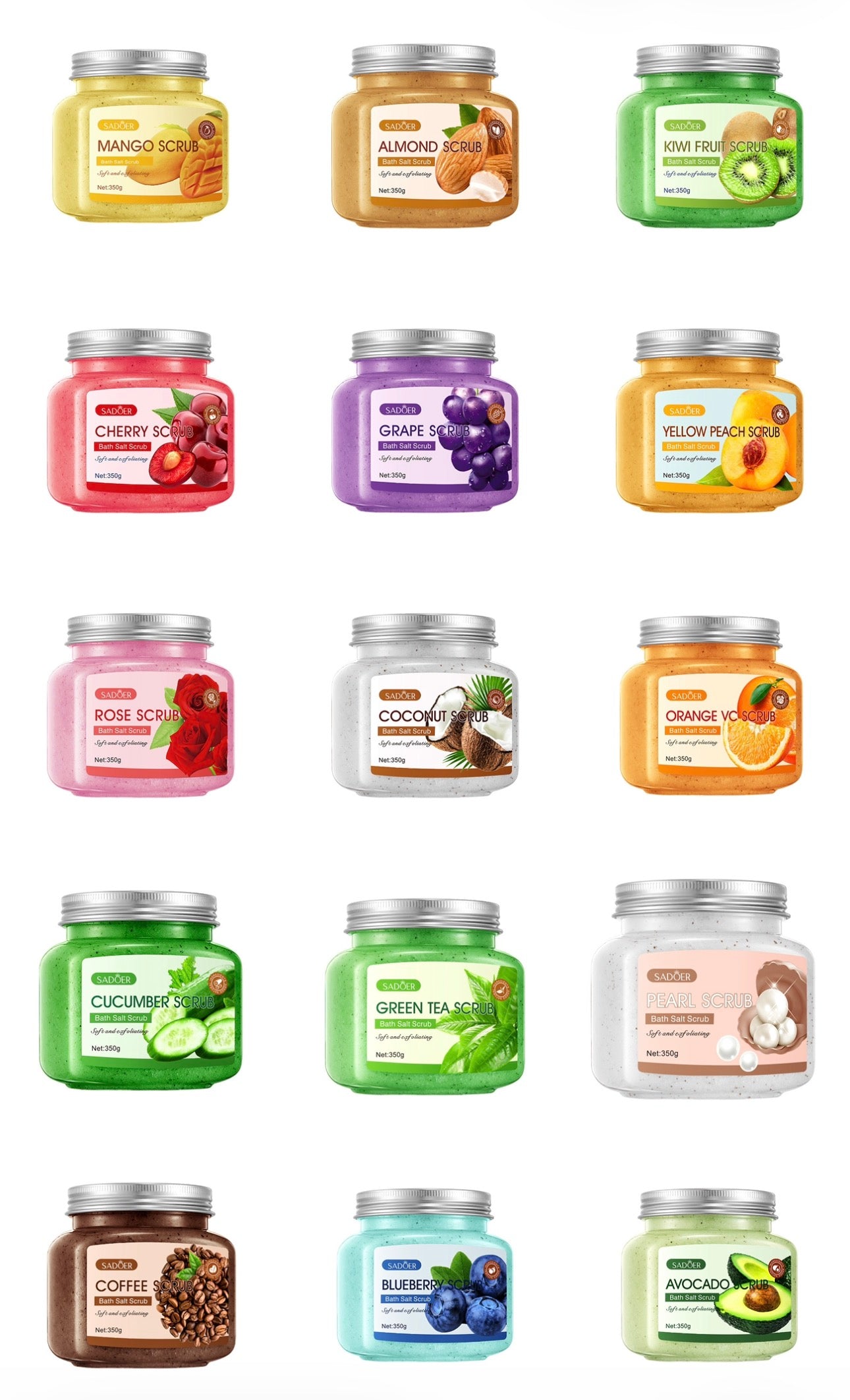 Hot Factory Wholesale SADOER Avocado Scrub Fruit Bath Salt Exfoliating Exfoliating Dead Skin Moisturizing Brightening Skin 350g