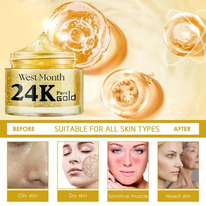 Wholesale Customization West Month 24K Gold Foil Anti-Aging Facial Moisturizing & Hydrating Skin Care Cream for All Skin Types