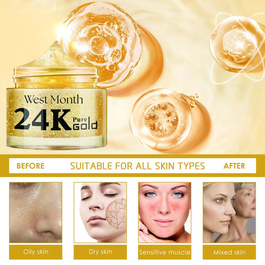 Wholesale Customization West Month 24K Gold Foil Anti-Aging Facial Moisturizing & Hydrating Skin Care Cream for All Skin Types