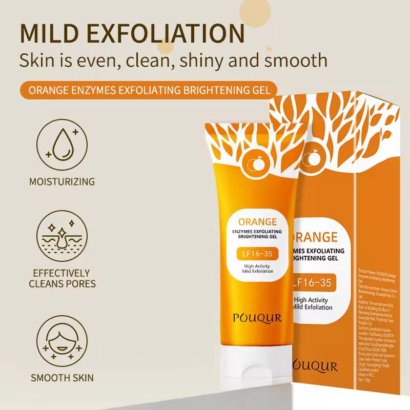 Hot OEM/ODM Orange Enzyme 100g Exfoliating Gel Facial Wash Deep Cleansing Cleanser Scrub Dead Skin Removal Cream
