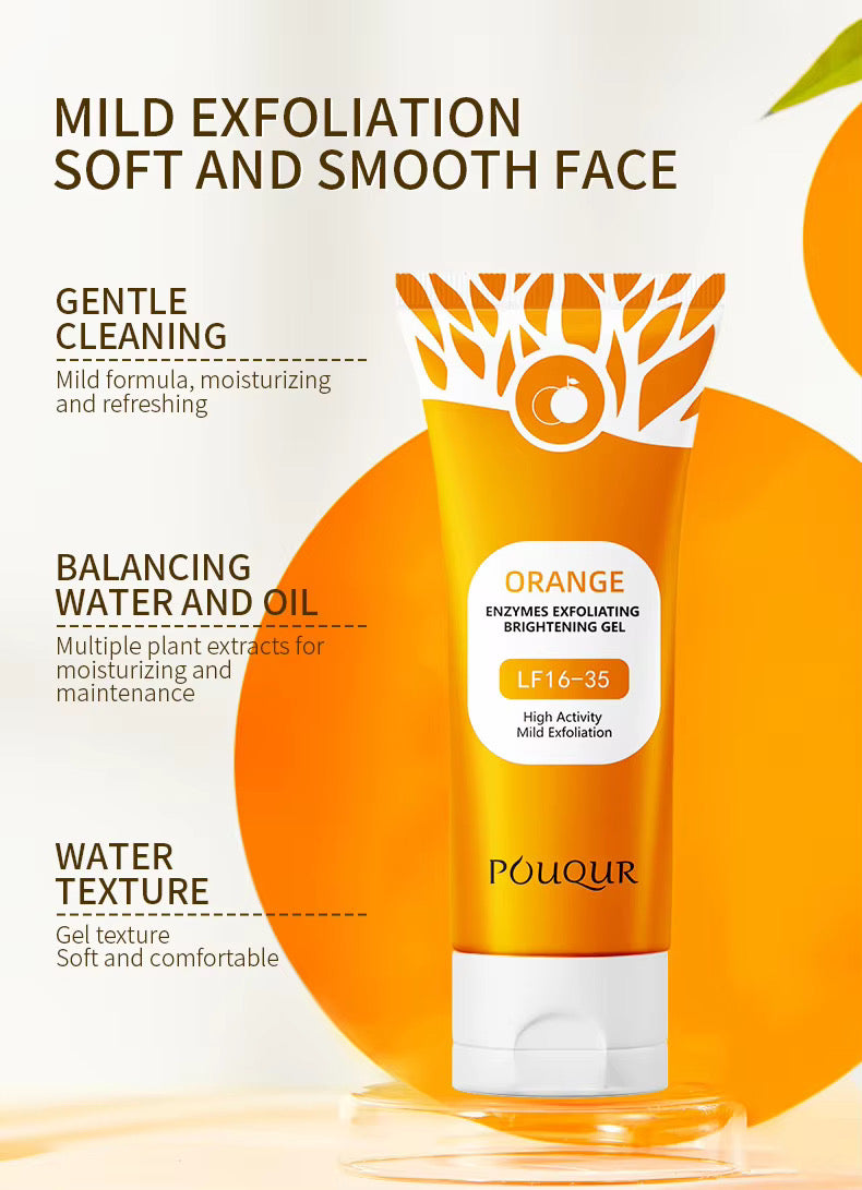 Hot OEM/ODM Orange Enzyme 100g Exfoliating Gel Facial Wash Deep Cleansing Cleanser Scrub Dead Skin Removal Cream
