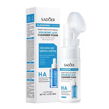 Custom OEM Deep Oil Control Acne Removing Cleanser with Brush Foam Facial Cleanser 120ml Mild Pore Cleaning Facial Care Mousse