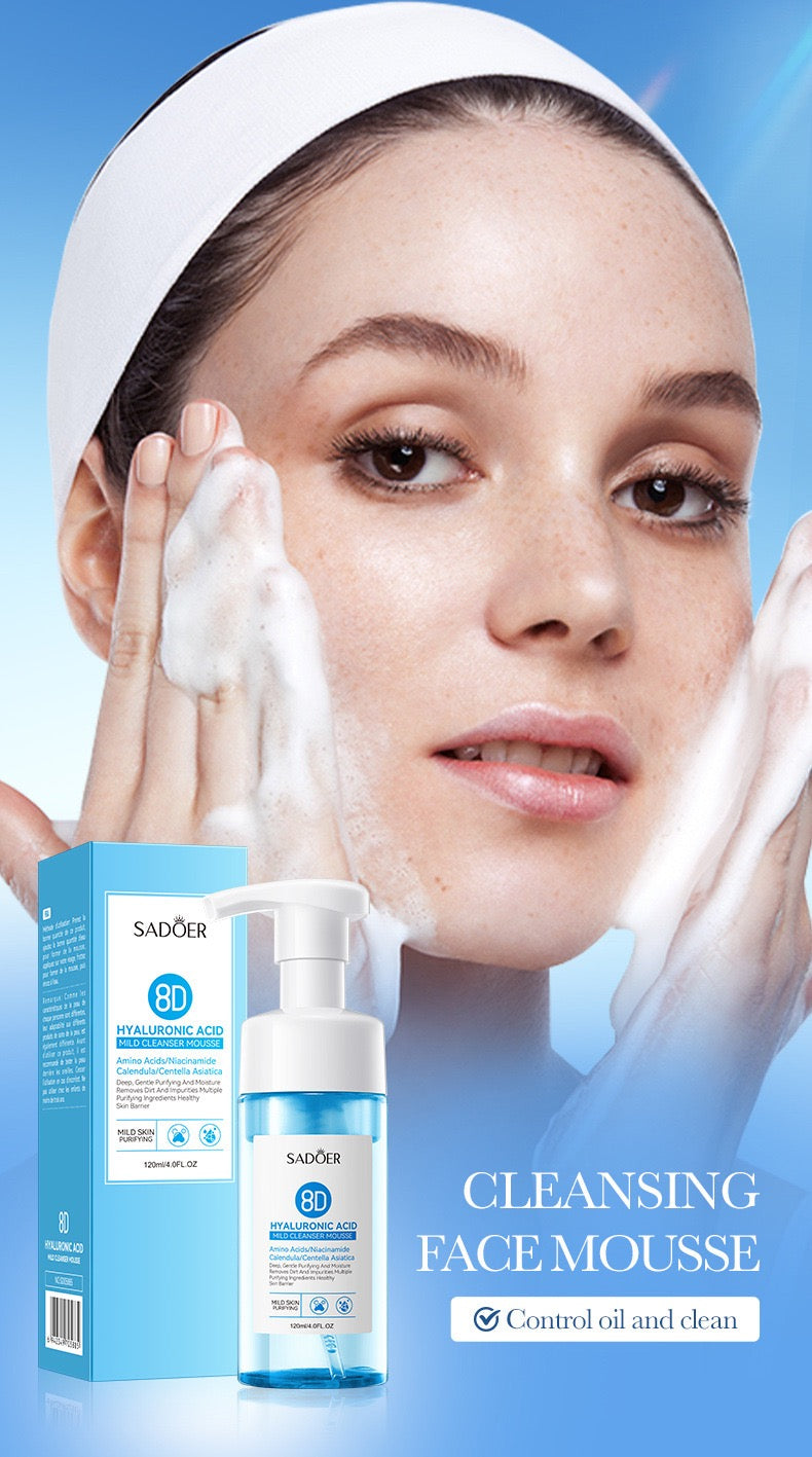Custom OEM Deep Oil Control Acne Removing Cleanser with Brush Foam Facial Cleanser 120ml Mild Pore Cleaning Facial Care Mousse