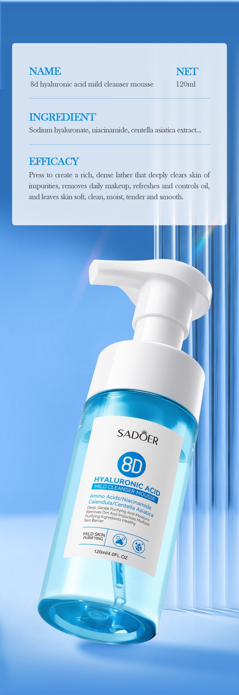 Custom OEM Deep Oil Control Acne Removing Cleanser with Brush Foam Facial Cleanser 120ml Mild Pore Cleaning Facial Care Mousse