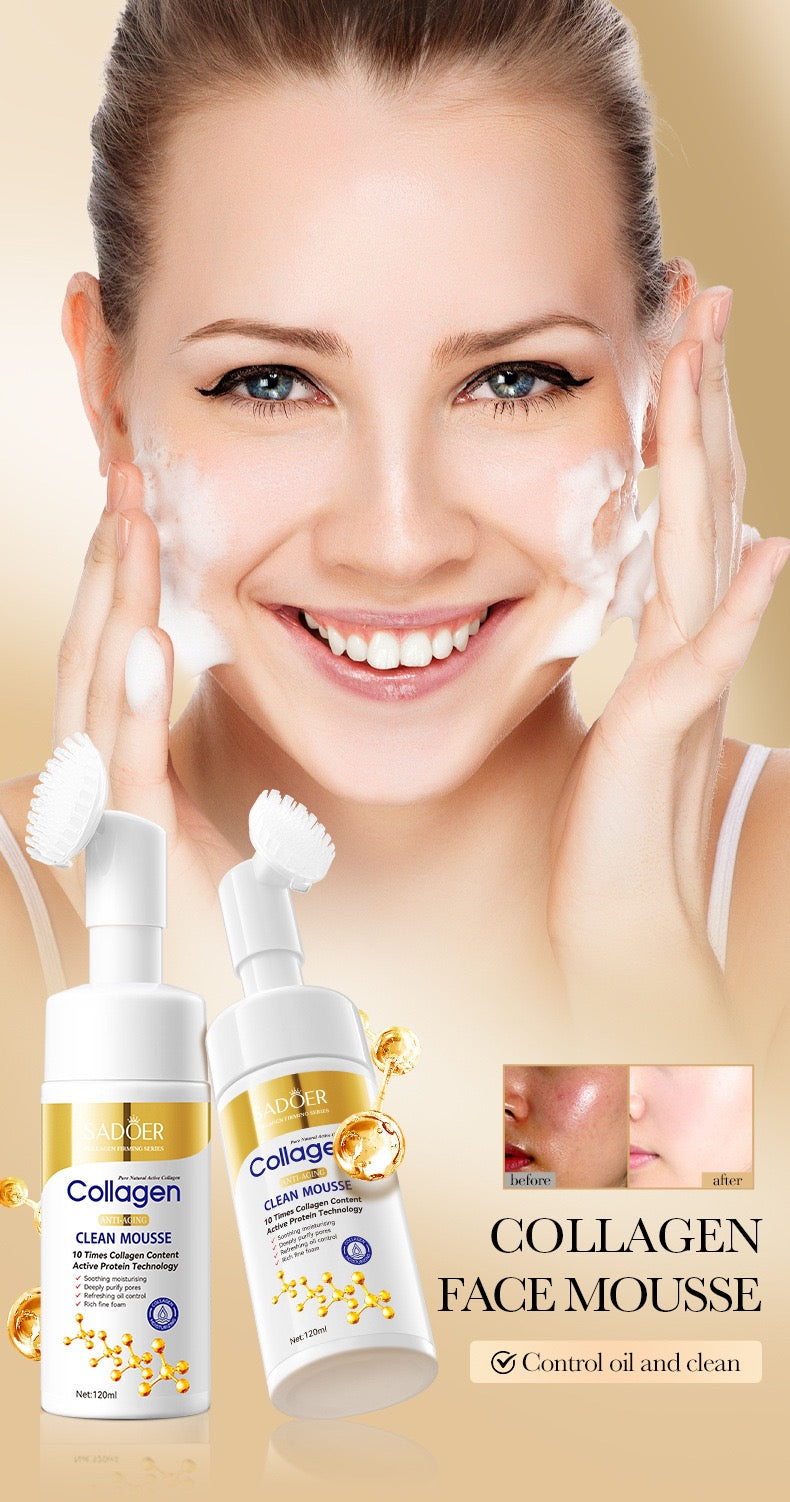 Custom OEM Deep Oil Control Acne Removing Cleanser with Brush Foam Facial Cleanser 120ml Mild Pore Cleaning Facial Care Mousse
