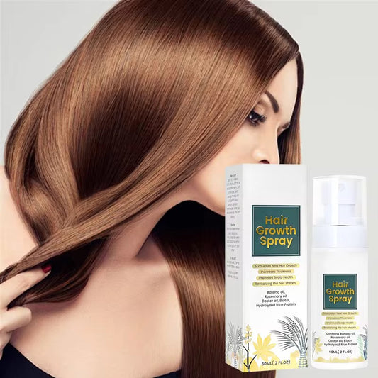 OEM Wholesale 60ml/bottle Natural Organic Thicker Nurturing Scalp Fast Hair Growth Oil Spray for Men and Women Anti Loss
