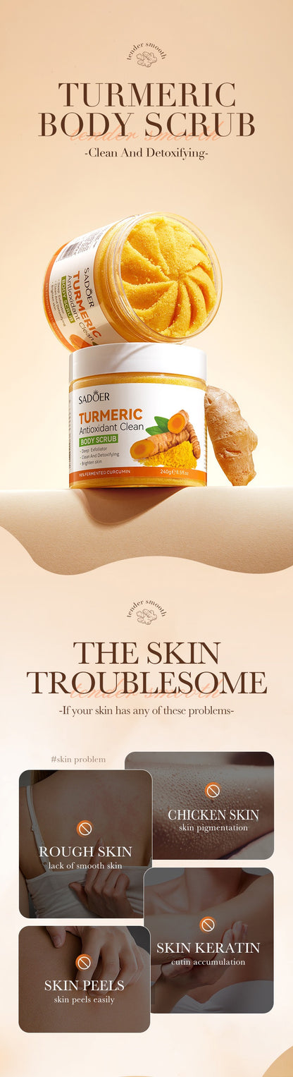 Custom Private Label Natural Organic Vegan Turmeric Face Body Scrub Whitening Exfoliating Fruit Sugar Body Scrub