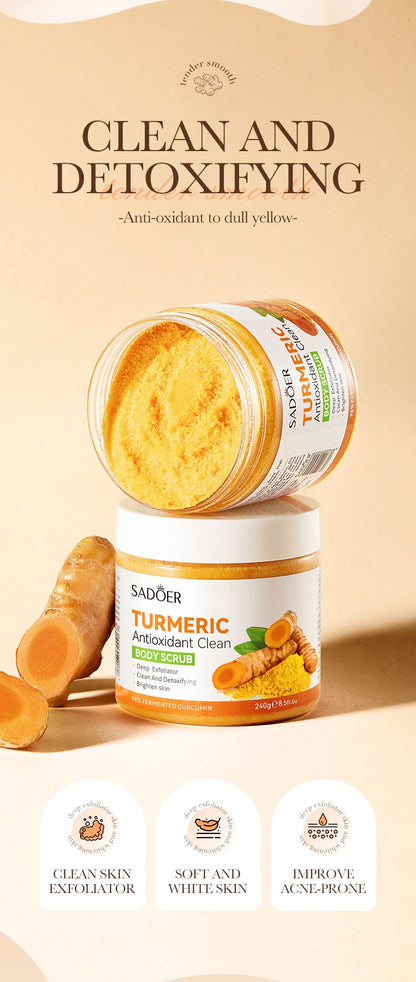 Custom Private Label Natural Organic Vegan Turmeric Face Body Scrub Whitening Exfoliating Fruit Sugar Body Scrub