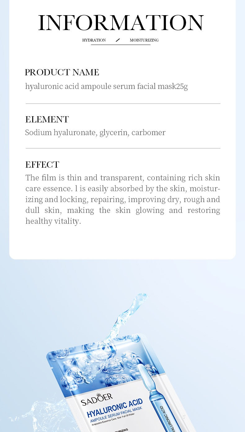 Organic Herbal Facial Mask Sheet Vitamin C 24K Gold Hyaluronic Acid Whitening Invisible Collagen Crystal Skin Care