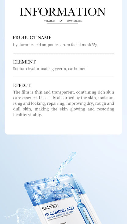 Organic Herbal Facial Mask Sheet Vitamin C 24K Gold Hyaluronic Acid Whitening Invisible Collagen Crystal Skin Care