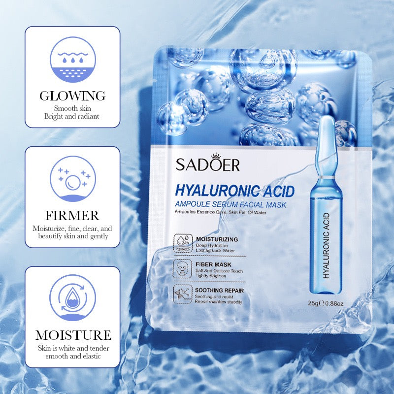 Organic Herbal Facial Mask Sheet Vitamin C 24K Gold Hyaluronic Acid Whitening Invisible Collagen Crystal Skin Care