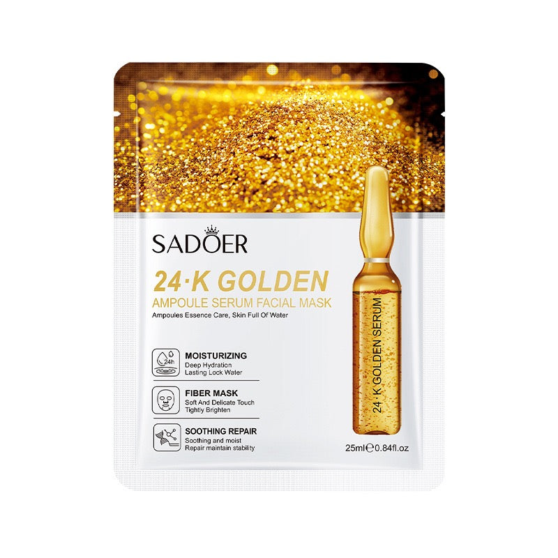 Organic Herbal Facial Mask Sheet Vitamin C 24K Gold Hyaluronic Acid Whitening Invisible Collagen Crystal Skin Care